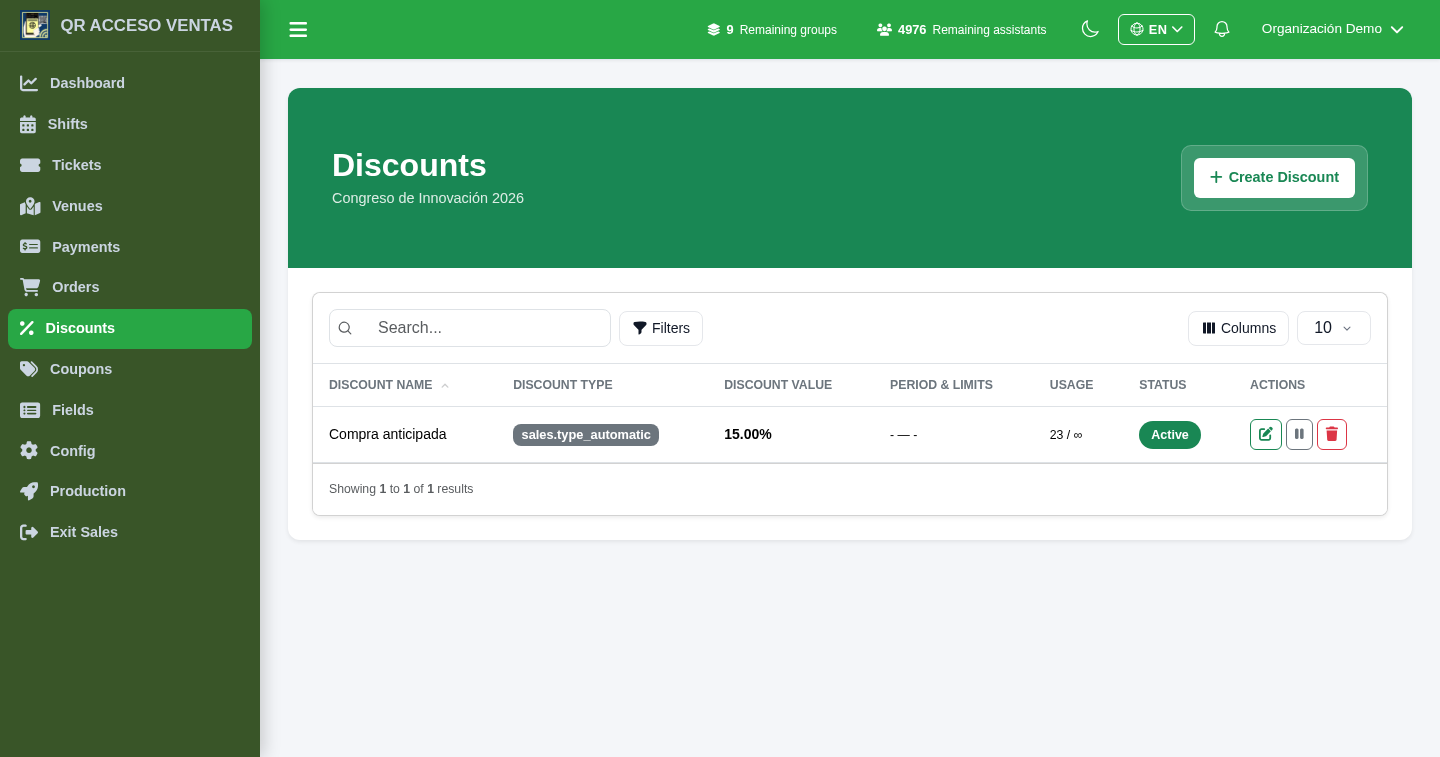 Automatic discounts in Tickets10